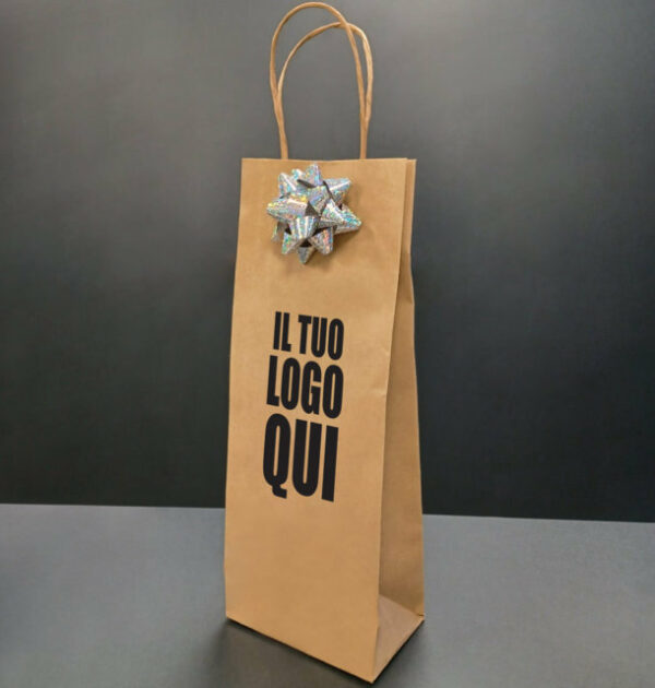 bottiglia di Lugana Sole D'Or in borsina regalo personalizzata con il tuo logo